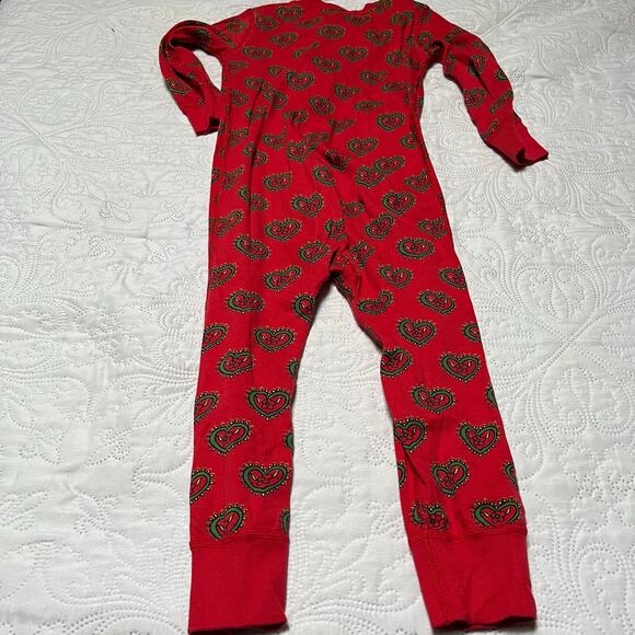 Hanna Andersson Organic Cotton Heart Print Holiday Sleeper Size 3 - Picture 4 of 6